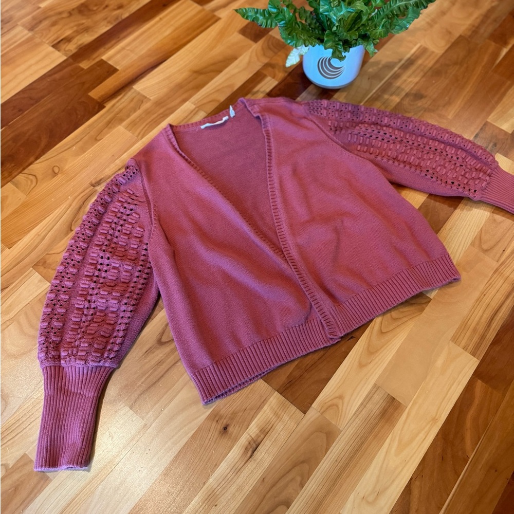 🍁Soft Surroundings Hollyhock Cropped Boxy Fit Cardigan | XL | 100% Cotton